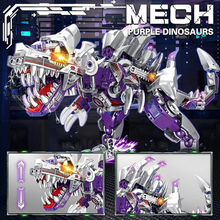 Dinosaur Building Blocks 2 in 1 Transforming Mech, Compatible with Lego Dinosaur, 406 PCS Dinosaur Mech STEM Toys for Boys Ages 6-12, Dinosaur Toy Gift for Christmas & Birthday