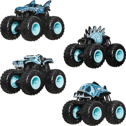 Hot Wheels Monster Trucks, 4-Pack of 1:64 Scale Toy Trucks, Set of 4 X-Ray-Themed Vehicles, Giant Wheels, Favorite Characters & Cool Designs