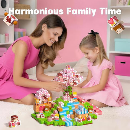 150Pcs Magnetic Building Blocks,Magnetic Cubes Pink Princess Set for Kids Age 3+ Girls Stacking Building for Kids Magent Blocks Constrcution Preschool Learning Toys Birthday Gifts