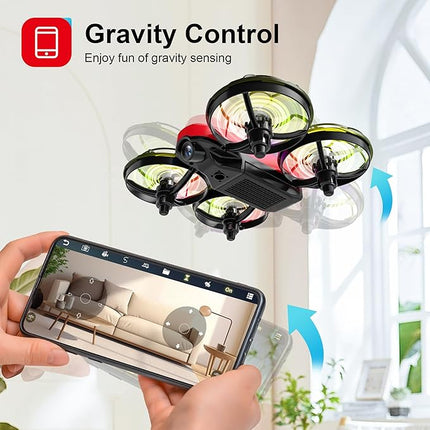 Drone with Camera for Kids and Beginner,Birthday Gift Toy for Boys and Girl,Indoor Quadcopter Plane for Boy,Small Helicopter with Auto Hovering, 3D Flips, Headless Mode,2 Batteries