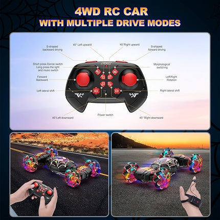 Nikuku Gesture Sensing RC Stunt Car - 4WD Hand Controlled Remote Control Car with 360° Rotation, 2.4GHz Drift Toy for Kids Ages 6 7 8-12 13 Year Olds - Best Birthday Gifts for Boys Girls