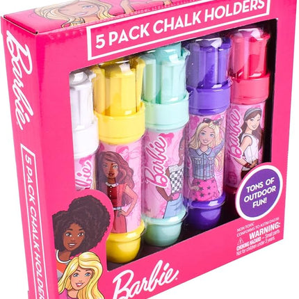 Sunny Days Entertainment Barbie Jumbo Chalk Holders | 5 Chalk Sticks with Holders for Kids | Barbie Outdoor Toys