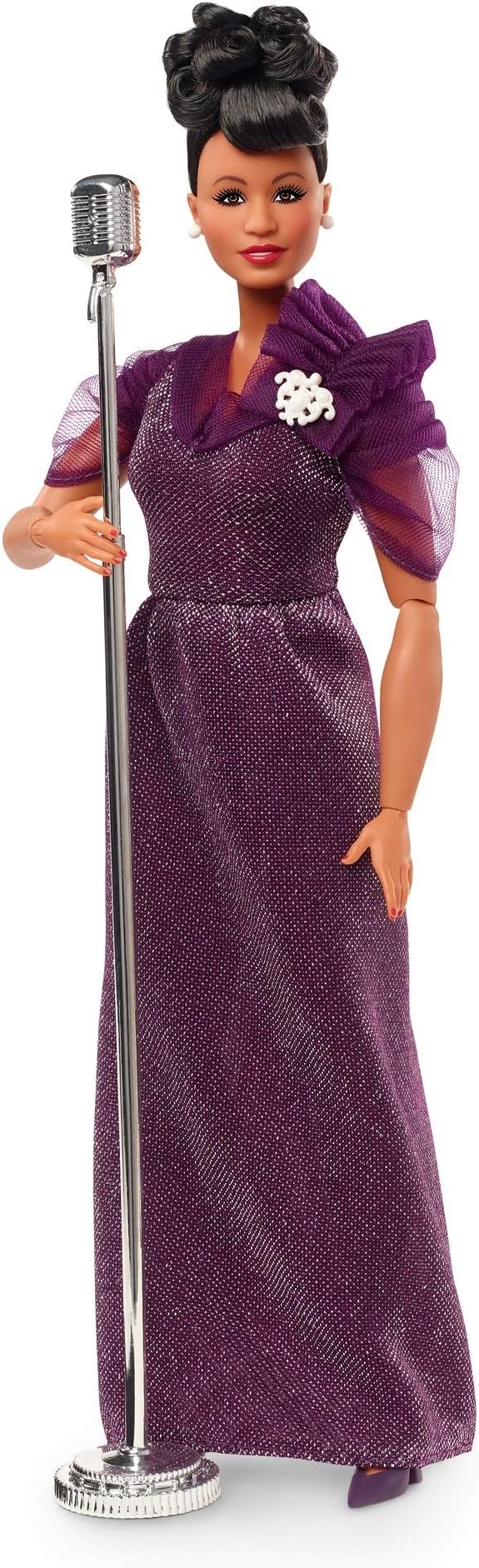 Barbie Inspiring Women Series Ella Fitzgerald Collectible Doll, Approx. 12-in, Wearing Purple Gown, with Microphone, Doll Stand and Certificate of Authenticity