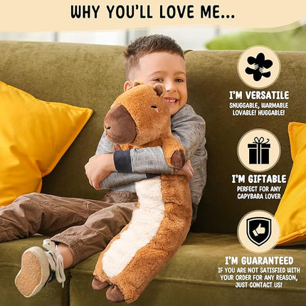 Capybara Microwavable & Weighted Stuffed Animals - Unscented Heatable Plush Doll, Cute Capybara Plush Toys Gifts for Girls Boys and Kids, Happy Fuel