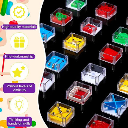 Sumind 24 Mini Maze Cube Puzzle Box Set, Balance Iq Maze Game 1.5 Inch 3D Brain Teaser Ball Ideal Prizes Gifts Puzzles Party Favor Games for Mind Challenge Gifts (Festival)