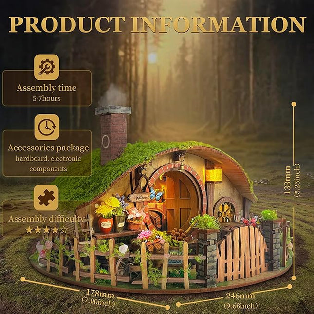 DIY Miniature House Kit, Book Nook Mini House Bookshelf Decor 3D Wooden Puzzle for Adults, Birthday Gift for Family, Friends - The Magic Ring House