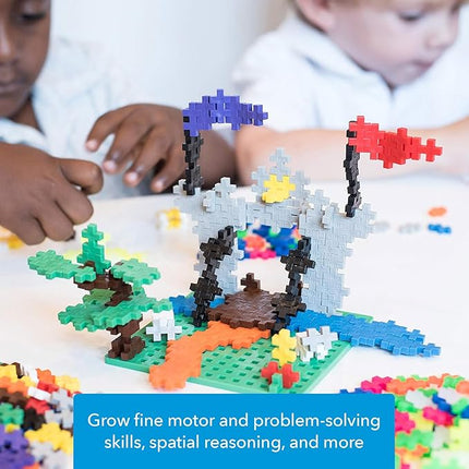PLUS PLUS 240 Piece Interlocking Building Blocks for Kids, Open Ended Connecting Toys, STEM Bin Mini Manipulatives - Basic Mix Play Tube & Baseplate