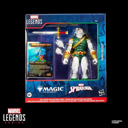 SPIDER-MAN Marvel Legends Series Magic: The Gathering Man-Wolf, 6-Inch Action Figure Toy & Exclusive Foil Collectible Card Game Trading Card