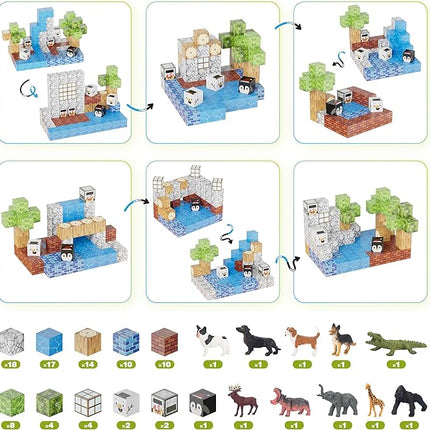 Contixo Magnetic Blocks - 145 PCS Magnet Cubes Building Tiles for Kids Ages 3-12, STEM Learning Toys with Vibrant Colors, Educational Toddler Toys for Creative Play, Birthday Gifts for Boys and Girls