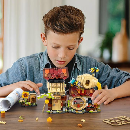 HIGH GODO Honey Workshop Mini Building Set, MOC Creative DIY Simulation Architecture Toy, Collectible for Adults, Kids 8-12, NOT Compatible with Classic Bricks (1242 Pieces)
