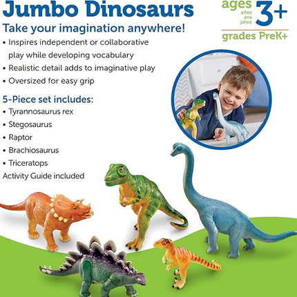 Learning Resources Jumbo Dinosaurs - Toddler Outdoor Toys, Animal Figurines, Montessori, Fine Motor Skills, Imaginative Play, Gits for Boys and Girls, Preschool Counting, Triceratops
