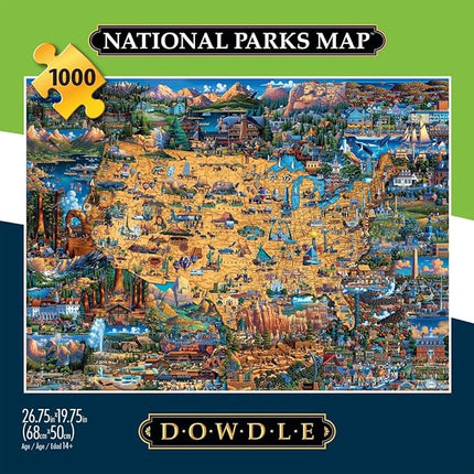 Buffalo Games - Dowdle - National Parks Map - 1000 Piece Jigsaw Puzzle for Adults -Challenging Puzzle Perfect for Game Nights - Finished Size is 26.75 x 19.75