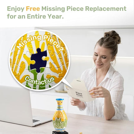 PieceRelax Unique Flower Vase - 3D Puzzle Vase for Adults to Flower Arrangement and Home Decoration Made by 160 Curved and Translucent Plastic Puzzle Pieces - Spring Symphony [S1040]