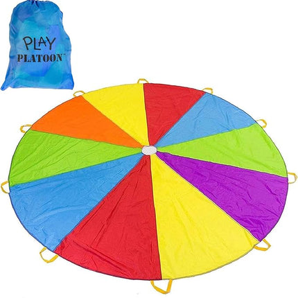 Play Platoon Rainbow Parachute Toy for Kids, 20 ft Parachute Game with 16 Handles for Kids, Elementary School Gym Class PE Equipment, Backyard/Indoor Play Equipment