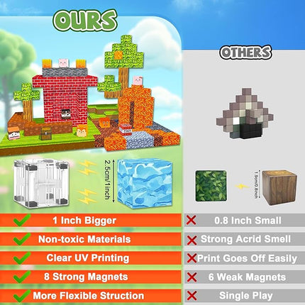 Magnetic Blocks,100PCS Magnetic Building Blocks Upgraded Sensory Toys Construction Set,Magnets Cubes Building Toys for Kids Games,Toddler Montessori Stacking Magnets for 3+ Boys Girls Birthday Gifts