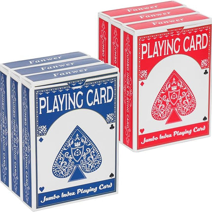 Fanwer Large Print Playing Cards 6 Pack, Deck of Cards for Seniors, Vision Impaired, Low Vision Crowd, Poker Playing Cards for Blackjack, Euchre, Canasta Cards Game, Jumbo Index