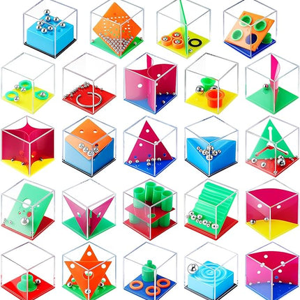 Sumind 24 Mini Maze Cube Puzzle Box Set, Balance Iq Maze Game 1.5 Inch 3D Brain Teaser Ball Ideal Prizes Gifts Puzzles Party Favor Games for Mind Challenge Gifts (Intelligent)