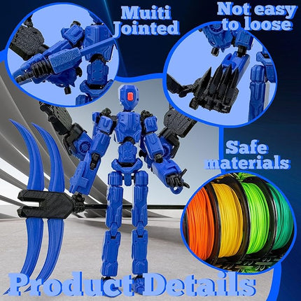 8Inch T13 Action Figure Assembly Completed, T13 Multi-Jointed Movable Robot Action Figure Set,Collectors Desktop Decorations for Game Lovers Toys (Blue)