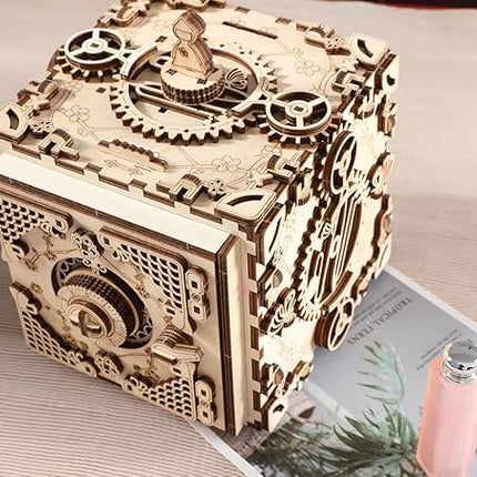 3D Wooden Puzzle for Adults Music Box, Dancer’s Secret Box with Password Lock, DIY Mechanical Jewelry Storage with Melody, Decorative for Christmas or Birthday