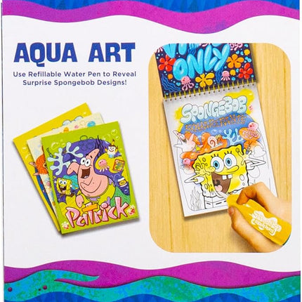 Spongebob Aqua Art, Mess-Free Water Reveal Coloring Book with Pen, No Mess Travel Activity Pad for Kids & Toddlers, Reusable Water Art Set, Preschool On-The-Go Toy, Mess Free Coloring for Toddlers