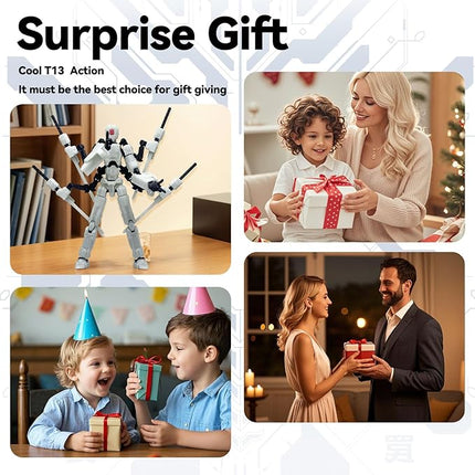 (Assembly Completed) 8 inch T13 Action Figure Set,T 13 Action Figure Multi-Articular Mobile Robot Nova T-13,Desktop Decorations for Game Lovers Toys (White)