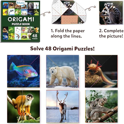 Skillmatics Origami Puzzle Book - 48 Folding Puzzles for Kids, Fun STEM Toy & Brain Teasers, Educational & Travel Gifts for Ages 6, 7, 8, 9, 10 and Up