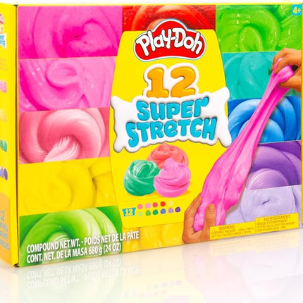 Play-Doh Super Stretch 12-Pack Playdoh Variety Kit, Kids Gifts, Popular Toys, Party Favors for Ages 8-12, Bulk Compound Packs