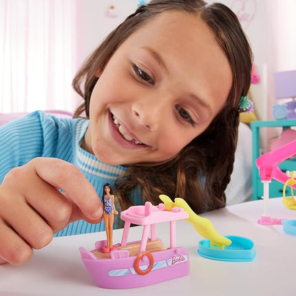 Barbie Mini BarbieLand Playsets with Toy Vehicle & 1.5-inch Doll, Dream Boat with Color-Change Surprise