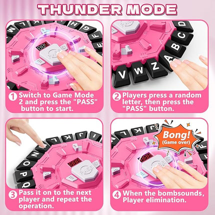 Word Game Family Board Game with Digital Display Timer, 2 Modes, 35 Double-Sided Cards, Fun Fast-Paced 24-Letter Game for Learning Party Interactive, 2+ Players, Ages 3 & Up (Pink)