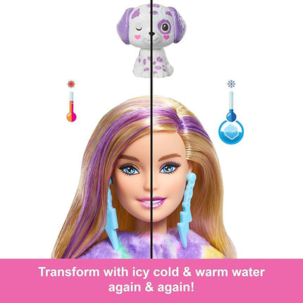 Barbie Cutie Reveal Doll & Accessories, Color Dream Series Set with Rainbow Dalmation Plush Costume & 10 Surprises Including Color Change