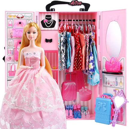 UCanaan Girl Doll and Closet Set with Doll Clothes and Accessories Items Including Fashion Dolls, Dressand Many Other Accessories (Refer Picture Shows)，Best Gitfs for Girls Christmas Birthday