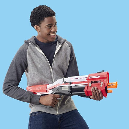 Nerf Fortnite Ts Blaster - Pump Action Dart Blaster, 8 Official Mega Fortnite Darts, Dart Storage Stock - for Youth, Teens, Adults