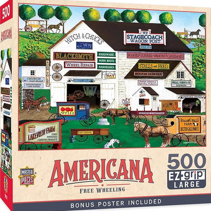 MasterPieces - 500 Piece Jigsaw Puzzle, Large EZ Grip Shapes, Free Wheeling, Fun for Adults, Seniors, Family, Kids, 19.25" x 26.75"