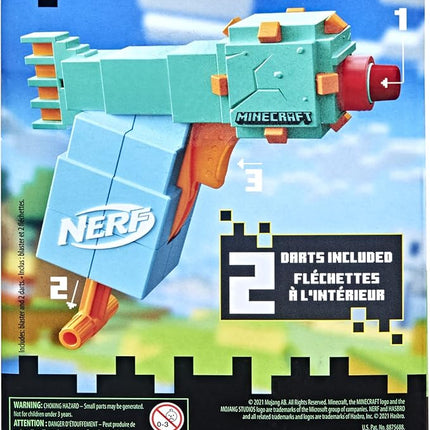 Nerf MicroShots Minecraft Guardian Mini Blaster, Minecraft Guardian Mob Design, Includes 2 Official Elite Darts, Priming Handle