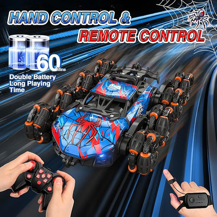 Sunrad 8WD Gesture Sensing RC Stunt Car with Spray & Light & Music for Kids Age 6-8-13, Spider Hand Remote Control Car 2.4Ghz Double-Sided Climbing Drift RC Car Toys Birthday Gift for Boys