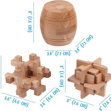 Sharp Brain Zone Wooden Brain Teaser Puzzles for Adults & Kids (Barrel Wooden Brain Teaser)