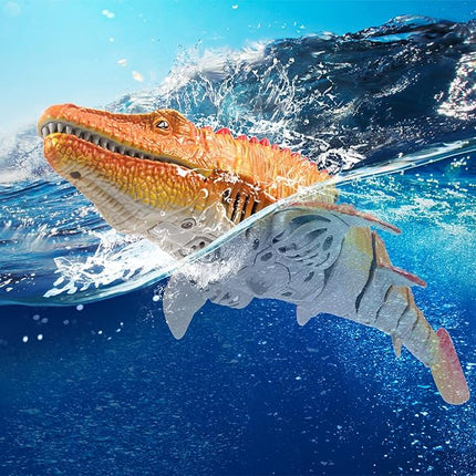 Dinosaur Pool Toys for Kids 5-7, Mosasaurus Water Dinosaur Toy | 2.4G Remote Control | One-Key Demo RC Dino Boat Shark Pool Diving Bath Toys with Light and Spray Water for Boys Girls