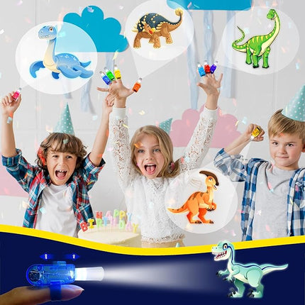 24PCS Dinosaur Party Favors-LED Finger Lights：Glow-in-the-Dark Light-Up Toys Bulk for Kids Boys Girls,Dino Birthday Party Decorations Supplies, Party Goodie Bags, Classroom Prizes, Fun Gifts