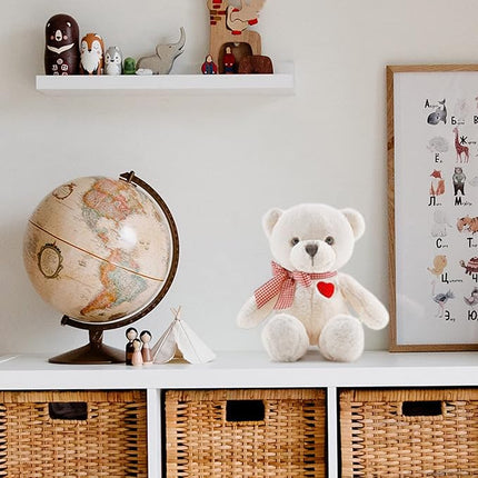 11.4” Small Teddy Bear with Heart Cute White Teddy Bear Stuffed Animals Soft Stuffed Bear Plush Bear Plushie Toys Gifts for Girlfriend Boyfriend Kid