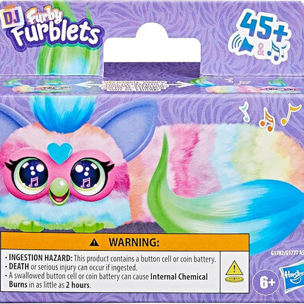 FURBY DJ Furblets Can-Dee-Swirl Mini Electronic Plush Toy with Funny Stretchable Sound Effects & Music, Speaks Furbish, Pink, Blue & Purple