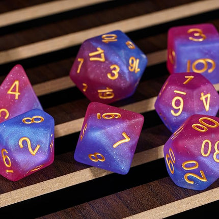 HDdais 7PCS DND Dice Bisexual-Pride Polyhedral Dice Set D&D Homosexual Flag for RPG and Other Tabletop Games(Matte)