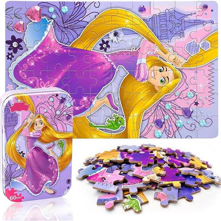 LELEMON Puzzles for Kids Ages 4-8, 60 Piece Puzzles for Kids Ages 3-5,Cool Jigsaw Puzzles in a Metal Box,Educational Learning Puzzle Games Puzzle Toys Gifts for Girls and Boys