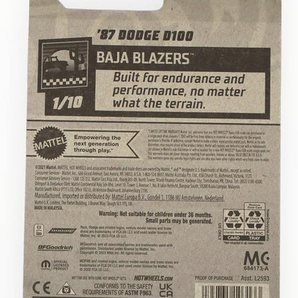 Hot Wheels '87 Dodge D100, Baja Blazers 1/10 [Pink] 181/250