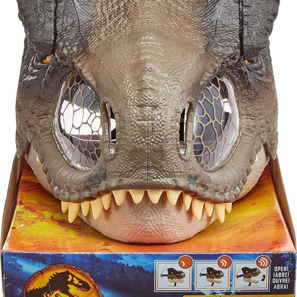 Mattel Jurassic World Dominion Chomp N Roar Dinoaur Mask, Tyrannosaurus Rex Dino Role-Play Toy & Costume Accessory with Jaw Motion & Roar Sounds