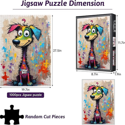 1000pcs Jigsaw Puzzles - Cartoon Dog Jigsaw Puzzles for Adults, Waterproof & Scratch-Resistant Paper Puzzle, Vibrant Cartoon Dog Design, Perfect DIY Decor & Brain-Teasing Challenge