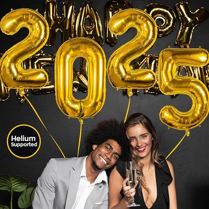 Smlpuame 40 Inch Number 2 Balloons Gold, 4pcs Huge Foil Balloon Numbers 2 0 2 5 for 2nd 5th 20th 25th 50th Birthday Anniversary Graduation Class of 2025 Party Decorations Supplies