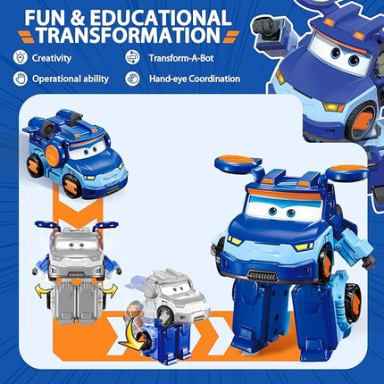 Super Wings Transformable Toys 5" Action Figure Supercharge Tobot Leo, 3 in 1 Rescue Bots Transforming Airplane Car Robot, Educational Toys for Boys and Girls Age 3+, Gifts for Preschool Kids