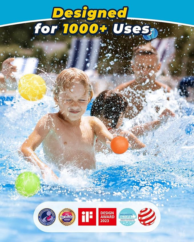 12PCS Reusable Water Balloons - Quick Fill Water Balls Toys For Toddler Age 4-8 - Refillable Self-Sealing Water Splash Bomb For Summer Party Pool Outdoor Beach Toys for kids Age 8-12