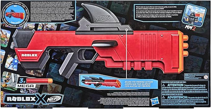Nerf Roblox MM2: Shark Seeker Dart Blaster, Shark-Fin Priming, 3 Mega Darts, Code to Unlock in-Game Virtual Item