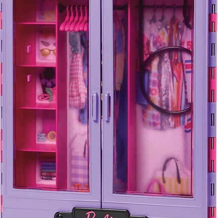 Barbie Fashionistas Ultimate Closet & 6 Hangars, Purple with Fold-Out Rack & Carrying Handle, Portable Storage for Fashion Doll Clothes & Accessories